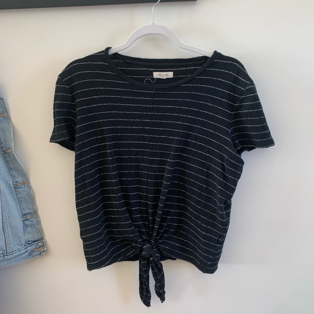 Madewell striped top with front tie